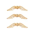Three gold vintage zinc alloy wing beads for DIY jewelry making with detailed texture - 31mm / KC Gold