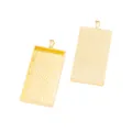 Bright gold DIY alloy rectangular pendant base with textured back for jewelry making - Gold