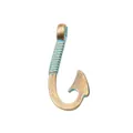 Retro bronze alloy fishing hook pendant with cyan enamel inlay for DIY jewelry making - Matcha Green