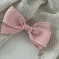 Elegant pink grosgrain ribbon bow hair clip with decorative pearl edges for women - Pink / Spring Clips