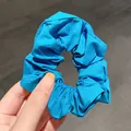 Klein blue pleated fabric scrunchie with soft cotton texture for elegant women's hairstyling - Dark Blue