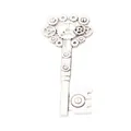 Steampunk style silver gear key pendant with intricate mechanical industrial details - Antique Silver
