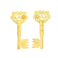 Macro view of steampunk alloy gear keys in bright gold finish for DIY jewelry making - Gold