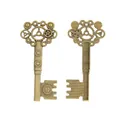 Vintage bronze steampunk keys with intricate gear and screw details on white background - Antique Bronze