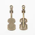 Vintage bronze alloy cello pendant with detailed texture for DIY jewelry making - Antique Bronze