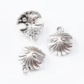 Antique silver shell pendants with pearls for DIY jewelry making on white background - Antique Silver