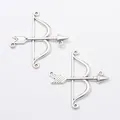 Vintage alloy bow and arrow pendants in retro silver finish for DIY jewelry making - 46*47 / Antique Silver