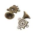 Antique bronze steampunk trumpet pendants with gear details for DIY jewelry making - Antique Bronze