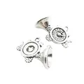 Vintage silver alloy trumpet horn charms with Roman numeral clock face for DIY jewelry - Antique Silver