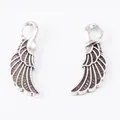 Vintage silver alloy wing pendants with detailed feathers for DIY jewelry making and crafts - Antique Silver