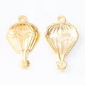 Pendentif vintage en métal en forme de montgolfière dorée pour création de bijoux DIY - Or