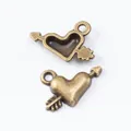 Vintage bronze heart and arrow charms for DIY jewelry making and necklace pendants - Antique Bronze