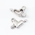 Vintage silver alloy heart arrow charms for DIY jewelry making and craft projects - Antique Silver