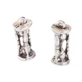 Pair of vintage silver hourglass charms for DIY jewelry making and necklace pendants - Antique Silver