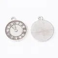 Pendentif horloge vintage en alliage de zinc pour bijoux DIY avec chiffres romains - Pendentif Cadran Horloge / Argent antique