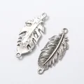 Vintage Silberlegierung Federblatt Charms für DIY Halsketten und Schmuckherstellung - Antiksilber