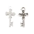 Vintage silver alloy cross key pendant charms for DIY jewelry making accessories - Antique Silver