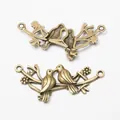 Connecteurs vintage en alliage bronze deux oiseaux sur branche pour bijoux DIY - Bronze Antique