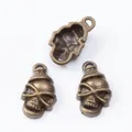 Three-piece retro zinc alloy skull pendants with glasses in antique bronze finish - Skull with Glasses Shape / Antique Bronze