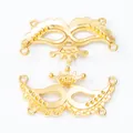 DIY gold alloy crown mask connector charms with four loops for jewelry making - Gold