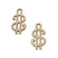 Set of two vintage bronze alloy dollar sign charms for DIY jewelry making accessories - Antique Bronze