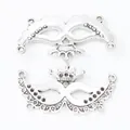 Retro silver alloy butterfly mask charm with crown detail and four connector holes - Antique Silver