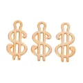 Detailed view of three gold dollar sign alloy pendants for DIY jewelry making accessories - KC Gold