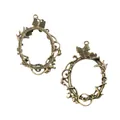 Vintage bronze alloy oval garland pendants with butterfly and vine motifs for DIY jewelry - Antique Bronze