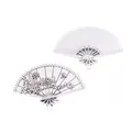 Retro zinc alloy fan charms with embossed rose and butterfly patterns for DIY jewelry - Antique Silver