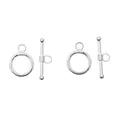 Close-up of polished vintage silver alloy OT toggle clasp connectors for DIY jewelry making - Bright Silver