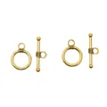 Close-up of vintage gold alloy OT toggle clasps with striped texture for DIY jewelry - Antique Gold