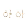 Detail shot of light gold toggle clasps for jewelry making with T-bars and rings - KC Gold