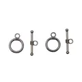 Antique silver alloy OT toggle clasps for DIY jewelry making with textured details - Gun Black
