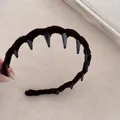 Cerchietto in velluto marrone con denti antiscivolo, accessorio capelli autunnali - Marrone scuro