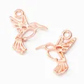 Two rose gold hummingbird jewelry pendants with hanging loops for DIY crafts - Rose Gold