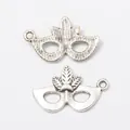Vintage silver alloy masquerade mask charms for DIY jewelry making and necklace crafts - Antique Silver
