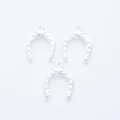 Three horseshoe pendants in vintage zinc alloy featuring detailed nail hole textures - Bright Silver