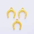 Three gold horseshoe pendants with textured surface for DIY jewelry making - Gold