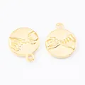 Golden round alloy charms with embossed pinky swear design for DIY jewelry making - Gold