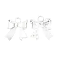 Front and back view of silver bow-knot charms with textured finish for jewelry DIY - Bright Silver