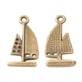 Vintage bronzen zeilboot hangers van zinklegering voor doe-het-zelf sieraden en hobby's - Antiek Brons