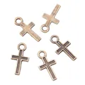 Set of five vintage bronze alloy cross pendants for DIY jewelry making and necklaces - Antique Bronze