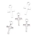 Set of five vintage silver zinc alloy cross pendants for DIY jewelry making and crafts - Antique Silver