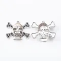 Vintage silver skull and crossbones alloy charm with top loop for DIY jewelry making - Antique Silver