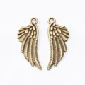 Vintage bronze alloy angel wing pendants with detailed feathers for DIY jewelry making - Antique Bronze