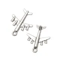Pair of vintage silver airplane pendants made of zinc alloy for DIY jewelry crafting - 27*22mm / Antique Silver