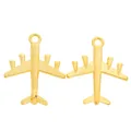 Close-up of golden aircraft charms for DIY jewelry making with top hanging loops - 27*22mm / Gold