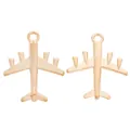 Detailed macro view of gold-tone vintage airplane pendants with polished alloy finish - 27*22mm / KC Gold