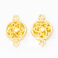 Pair of gold circular spiral swirl connectors for DIY vintage jewelry making - Gold