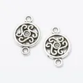 Vintage silver alloy round pendant with Celtic knot design for DIY jewelry making - Antique Silver
